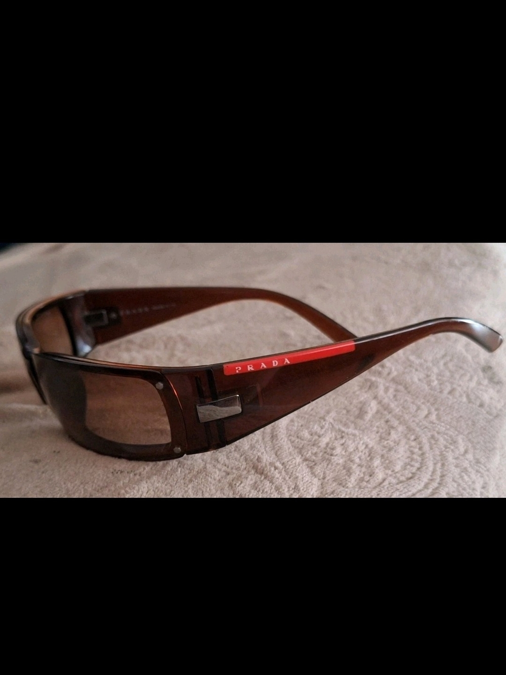 Prada Sport SPS 06E Brown Shield Wrap Sunglasses Made in Italy Authentic Y2k - Picture 6 of 8
